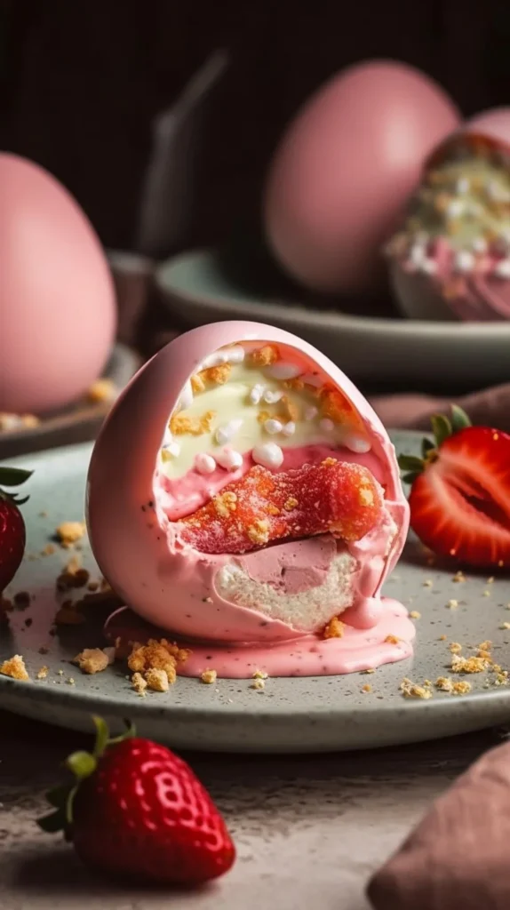 Strawberry Shortcake Easter Egg Bombs decorated for Easter