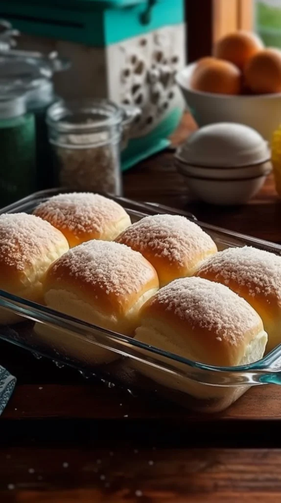 Super fluffy coconut sweet buns fresh out of the oven.