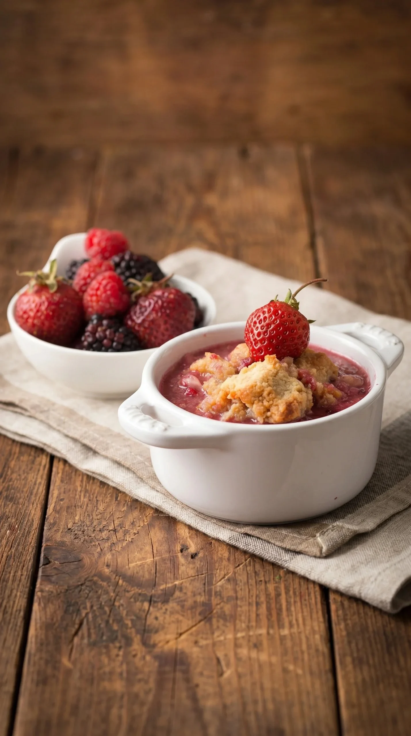 Delicious Triple Berry Keto Cobbler served in a dish