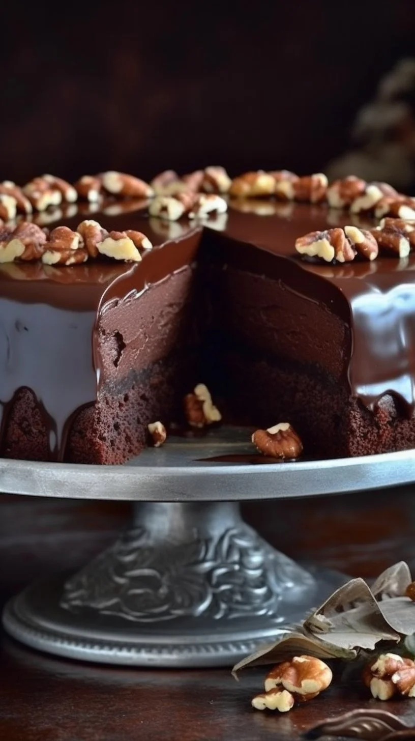 Ultimate Flourless Chocolate Truffle Cake served on a plate with chocolate shavings