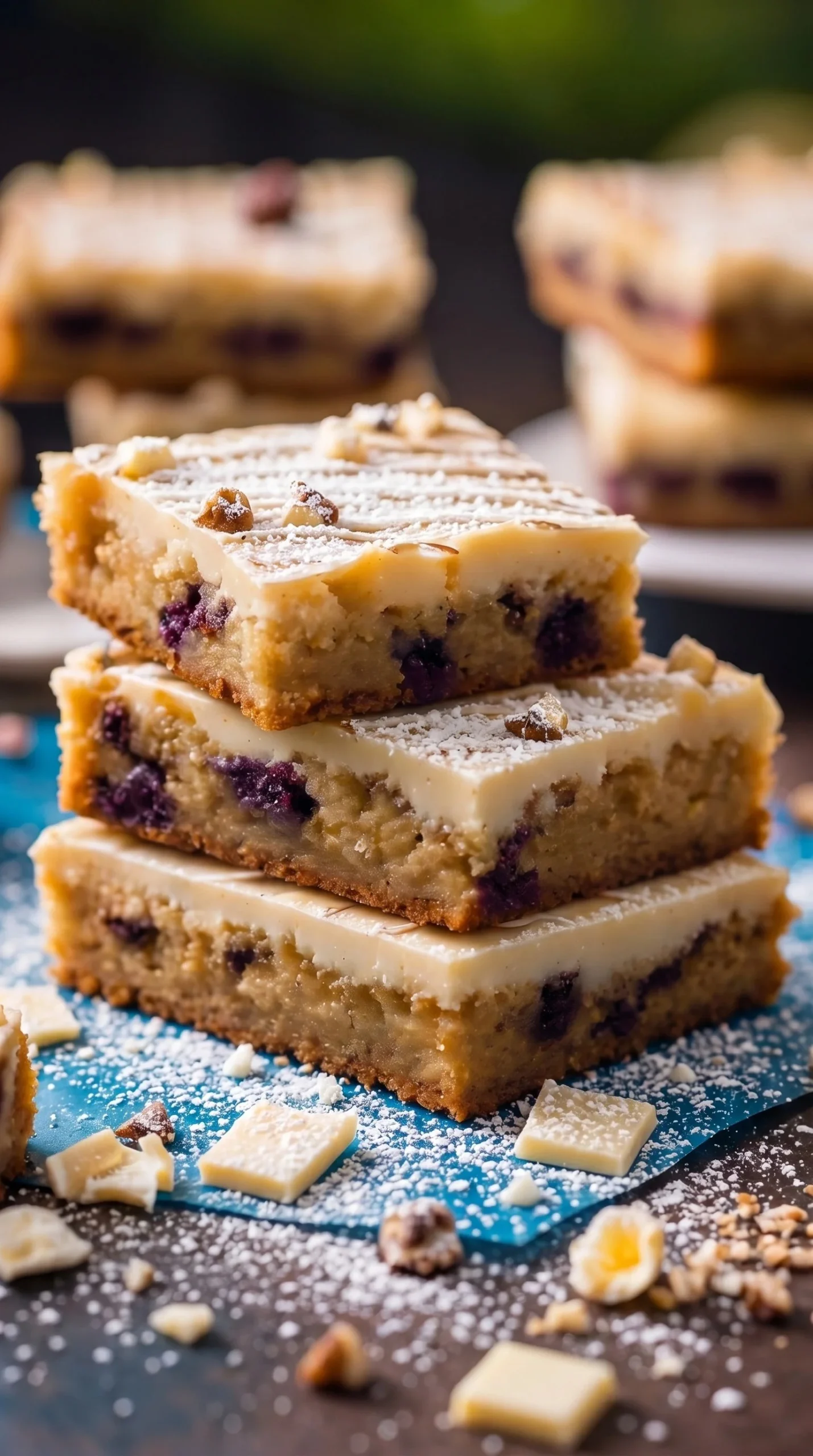 Delicious white chocolate cosmic brownies topped with colorful sprinkles.