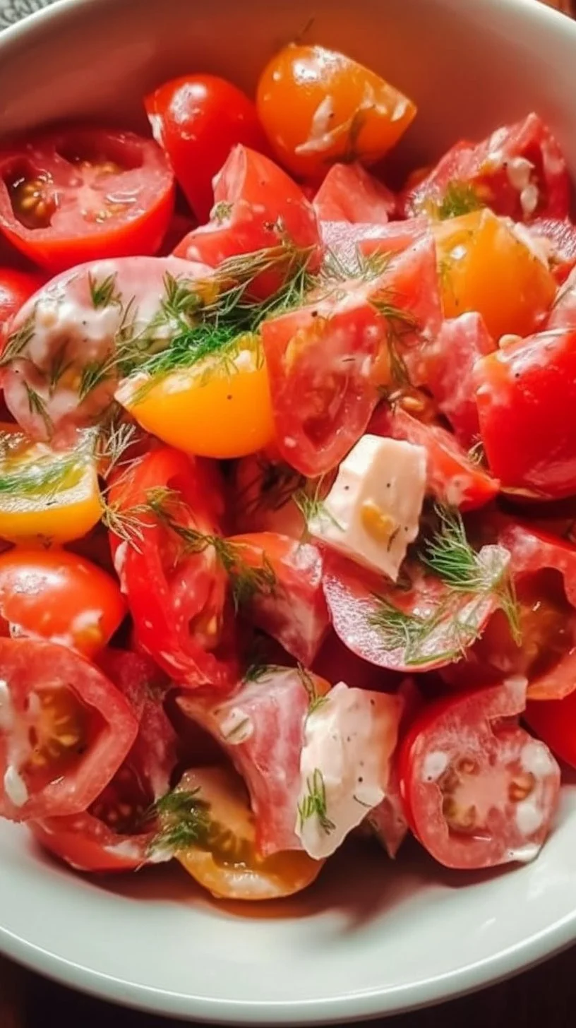 Fresh Zesty Tomato and Garlic Medley Salad with vibrant tomatoes and herbs