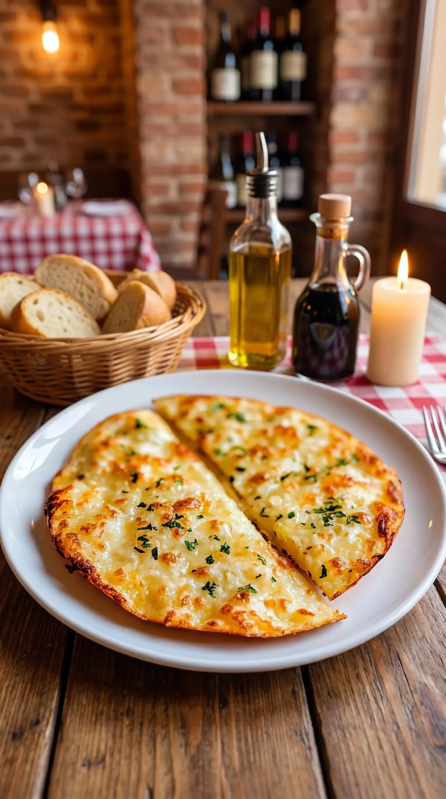 Air fryer tortilla garlic bread served on a plate with herbs