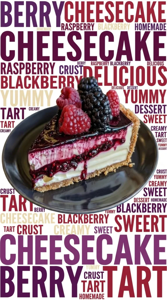 Delicious Berry Cheesecake topped with fresh mixed berries
