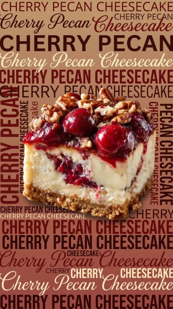 Cherry Pecan Cheesecake Lush dessert with layers of cherry and pecan toppings