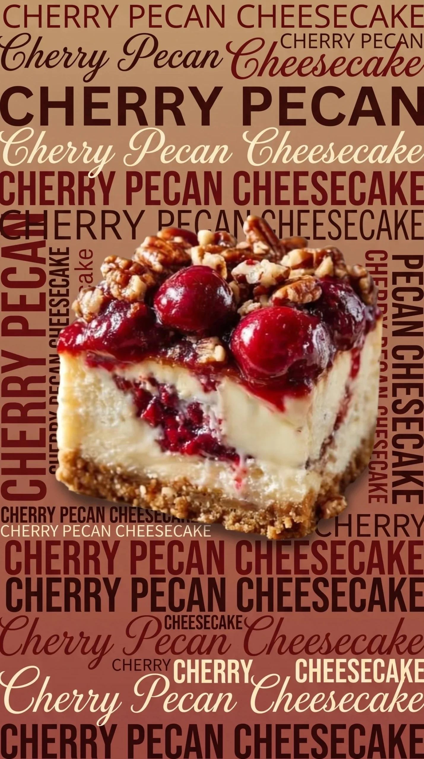 Cherry Pecan Cheesecake Lush dessert with layers of cherry and pecan toppings
