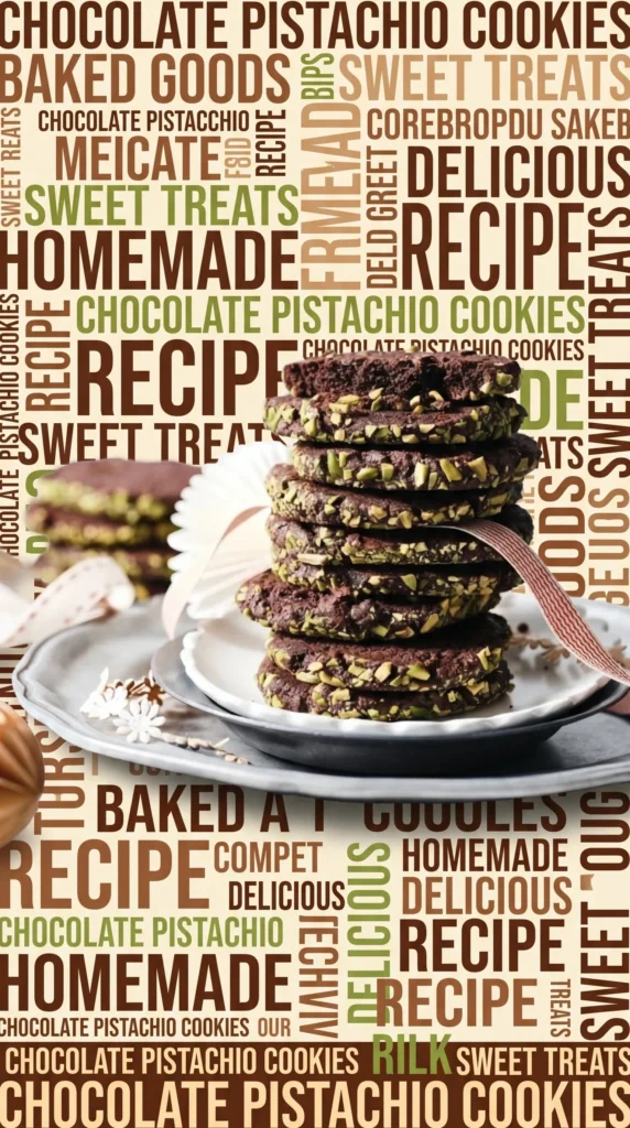 Batch of chewy chocolate pistachio cookies on a baking tray