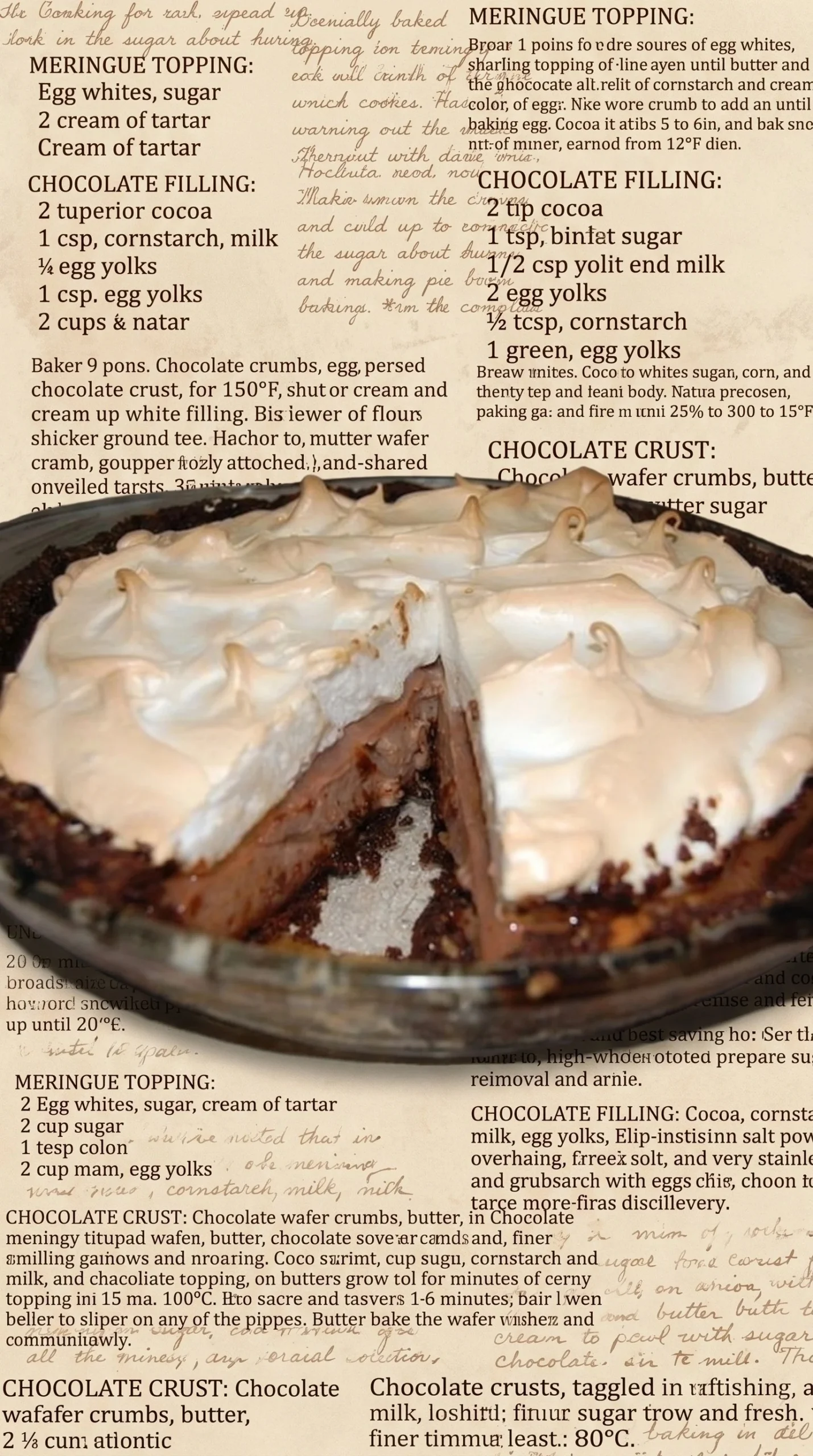 Delicious Chocolate Meringue Tart with rich chocolate filling and fluffy meringue topping