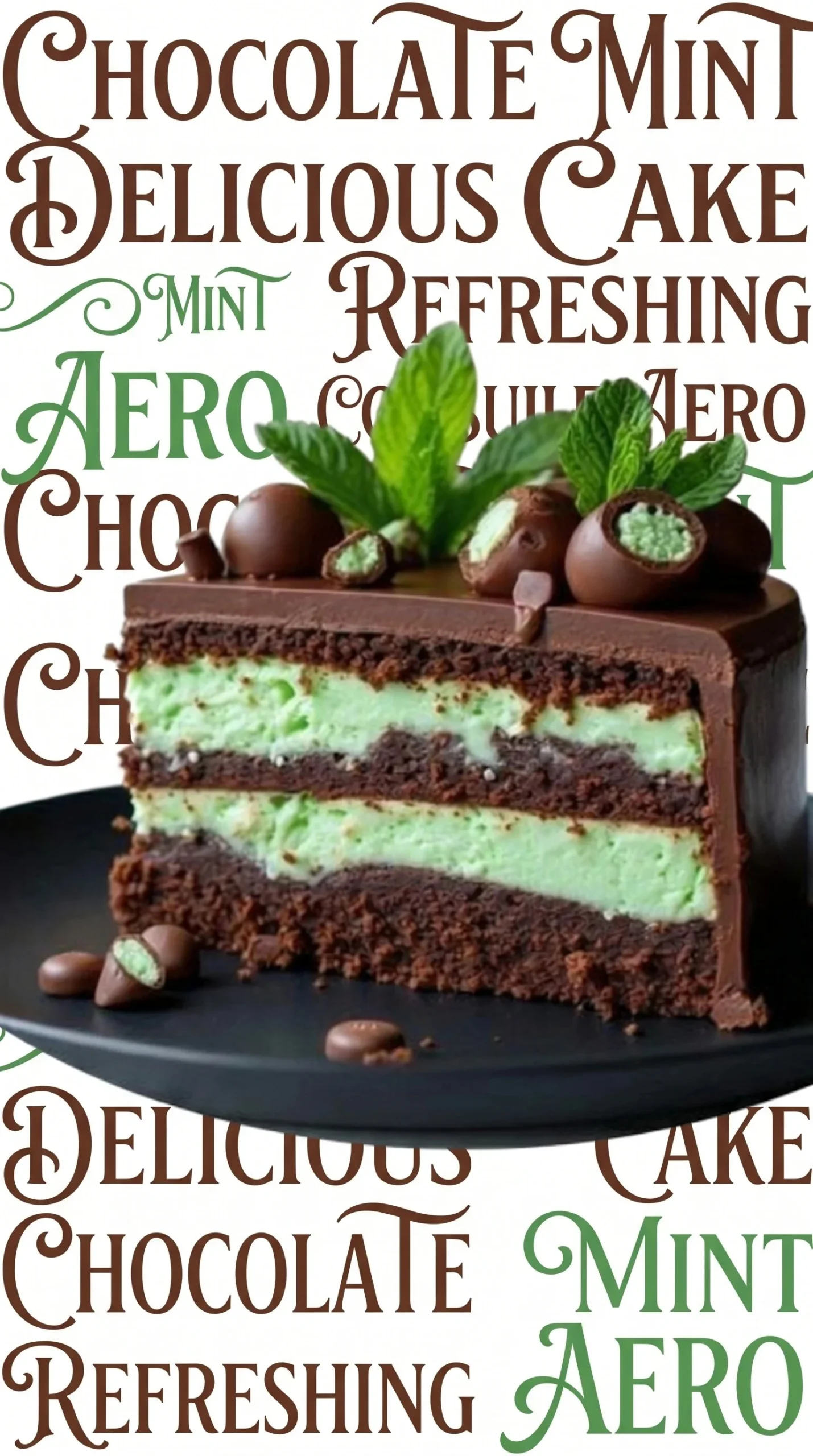 Delicious slice of Chocolate Mint Cheesecake with chocolate drizzle and mint garnish