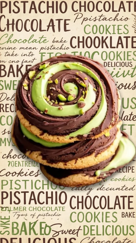 Colorful Chocolate Pistachio Cookies with crunchy texture and rich flavor