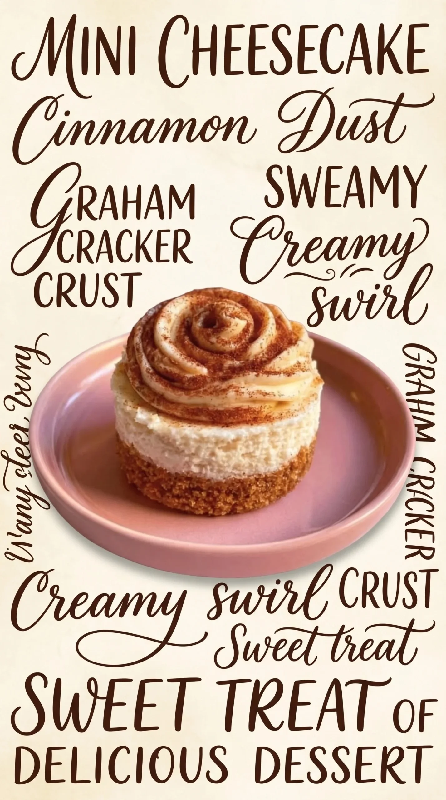 Delicious cinnamon roll mini cheesecakes topped with cinnamon and cream cheese frosting.