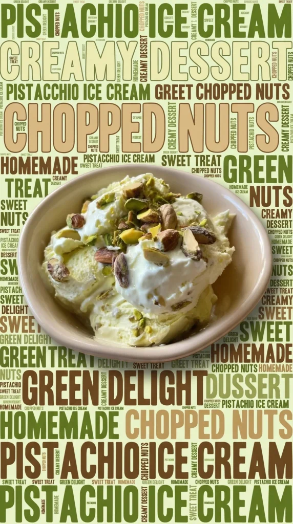 Creamy Italian pistachio cream served in a bowl with a spoon