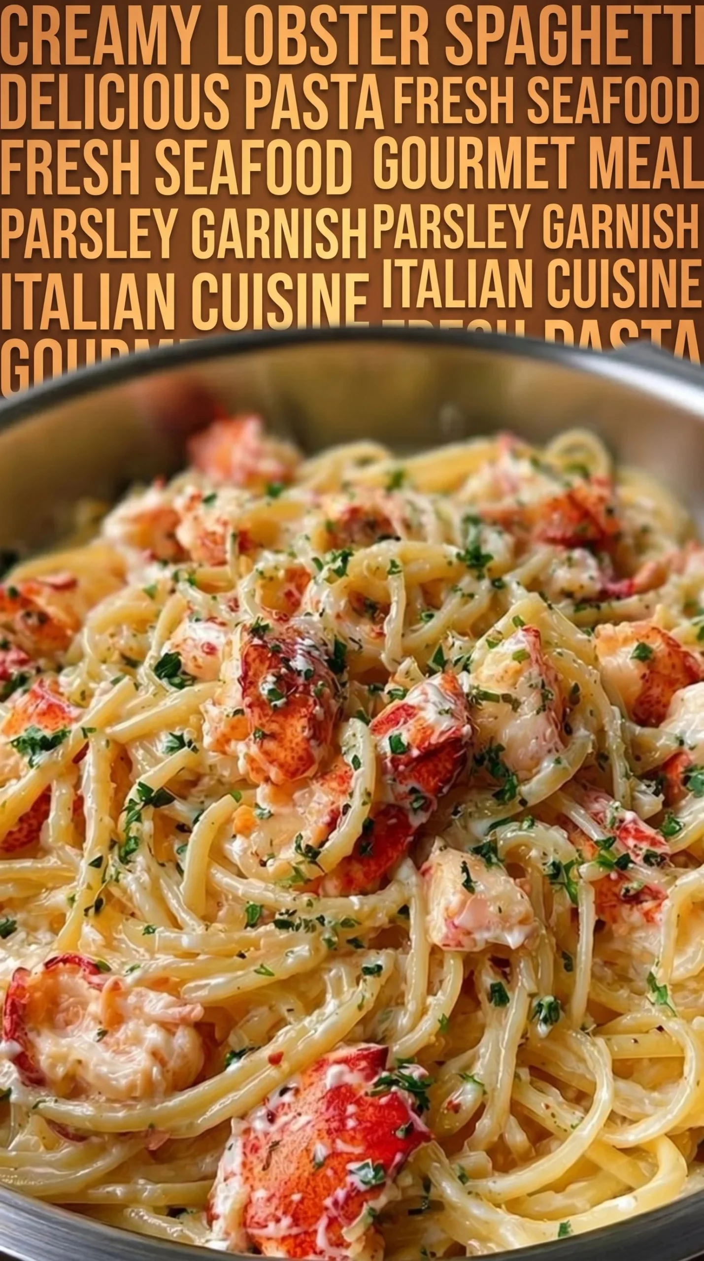 Creamy lobster alfredo pasta served in a bowl with parsley garnish