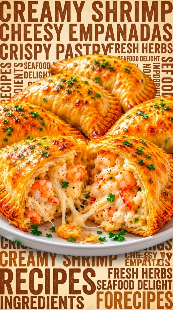 Delicious creamy seafood stuffed hand pies ready to serve