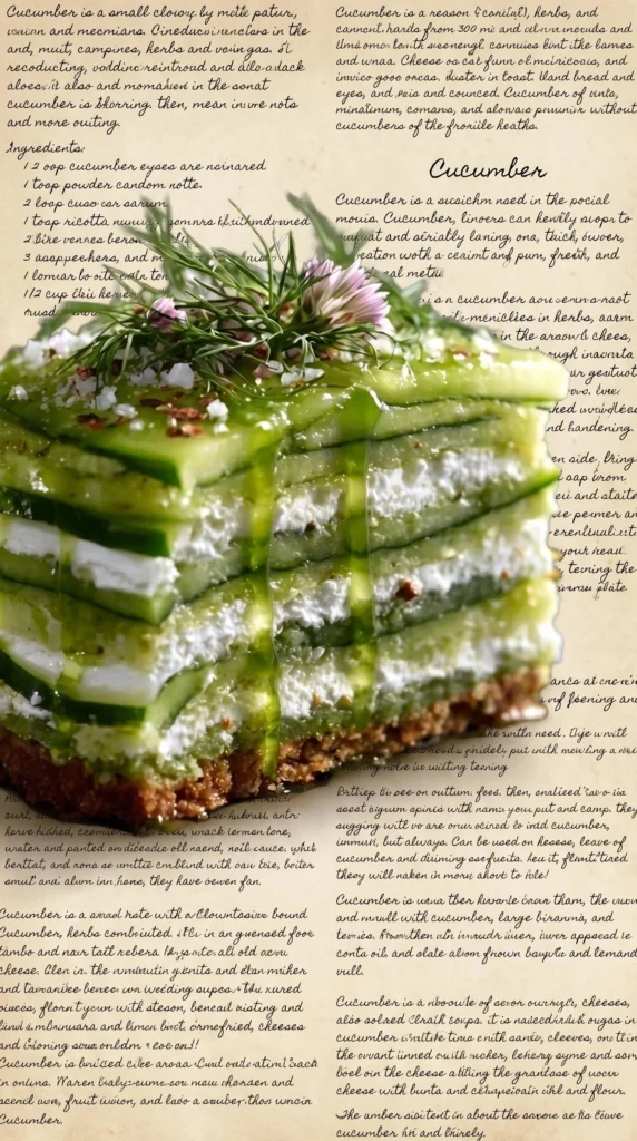 Cucumber Ribbon Cake with whipped cream cheese frosting and dill oil drizzle