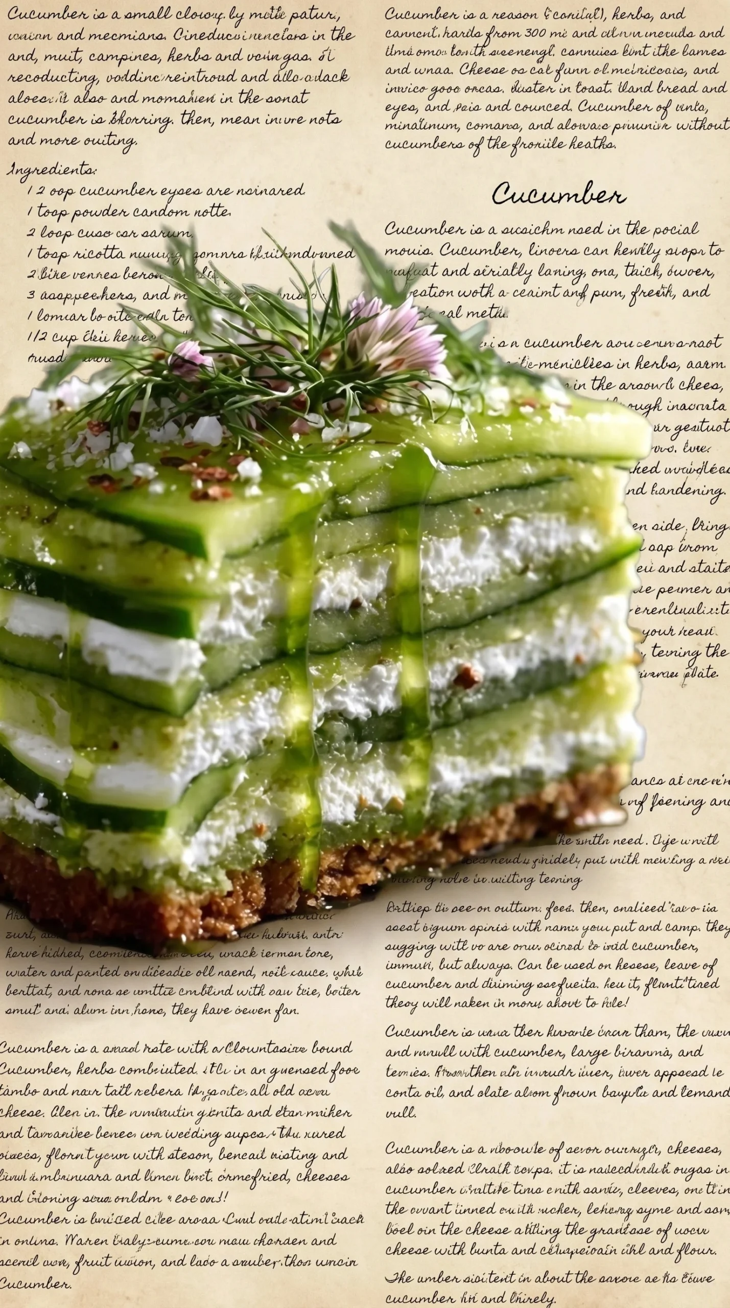 Cucumber Ribbon Cake with whipped cream cheese frosting and dill oil drizzle
