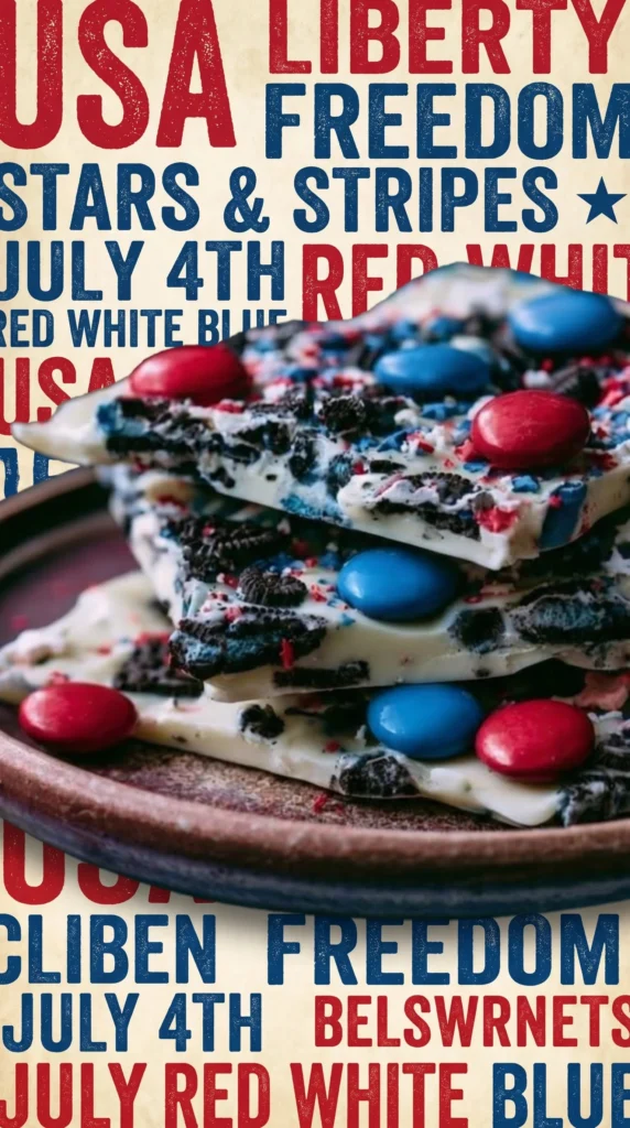 Easy no bake cookies red, white & blue Oreo bark recipe