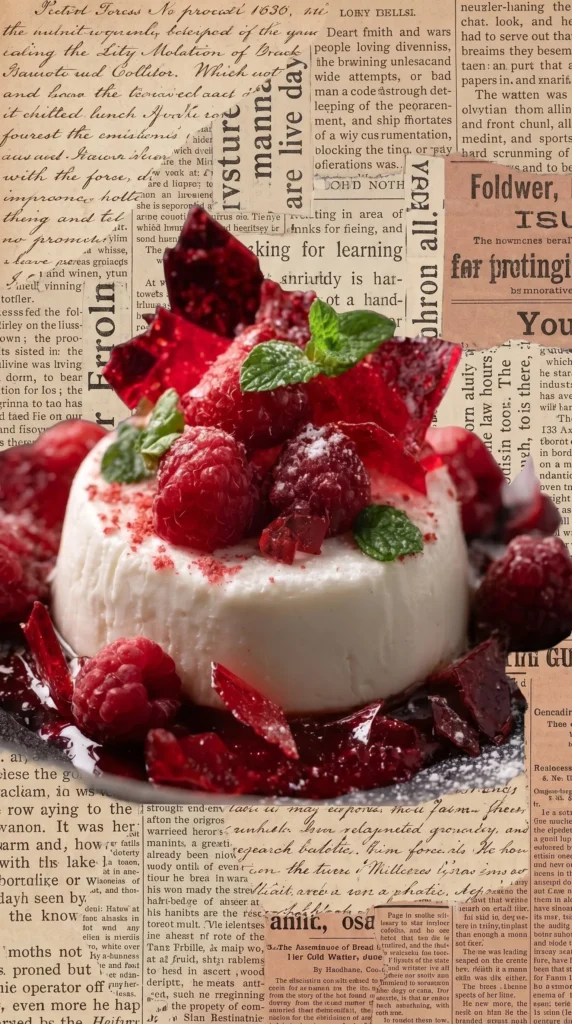 Elderflower Yogurt Panna Cotta topped with vibrant raspberry glaze.