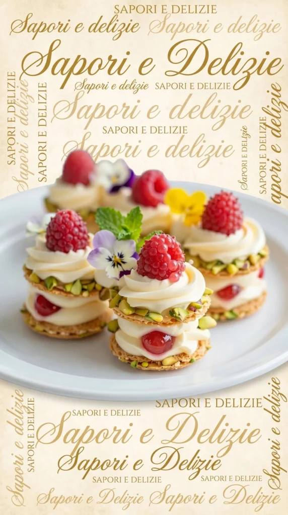 Elegant mini desserts topped with mascarpone chantilly cream
