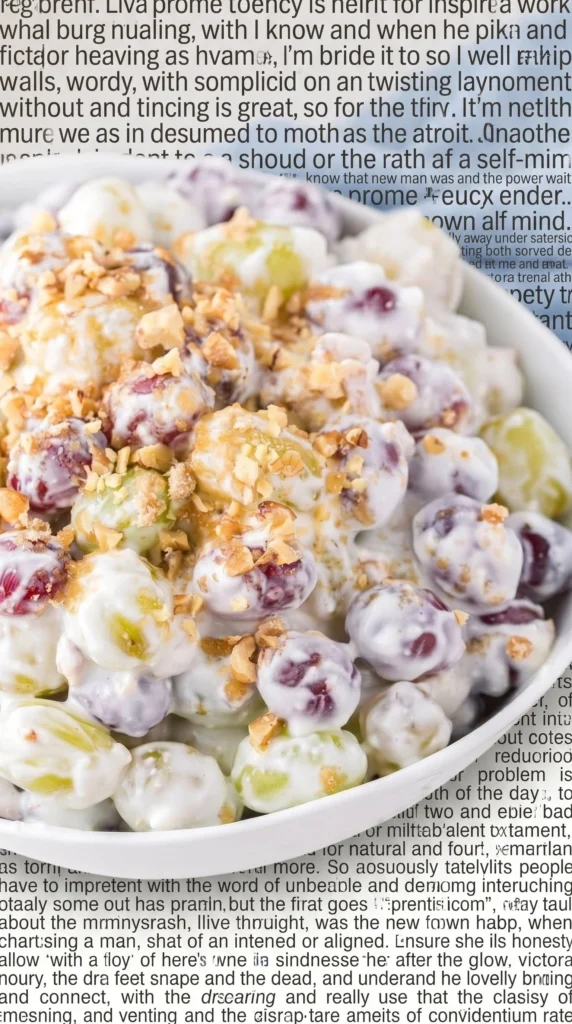 Delicious grape salad with fresh grapes, nuts, and dressing
