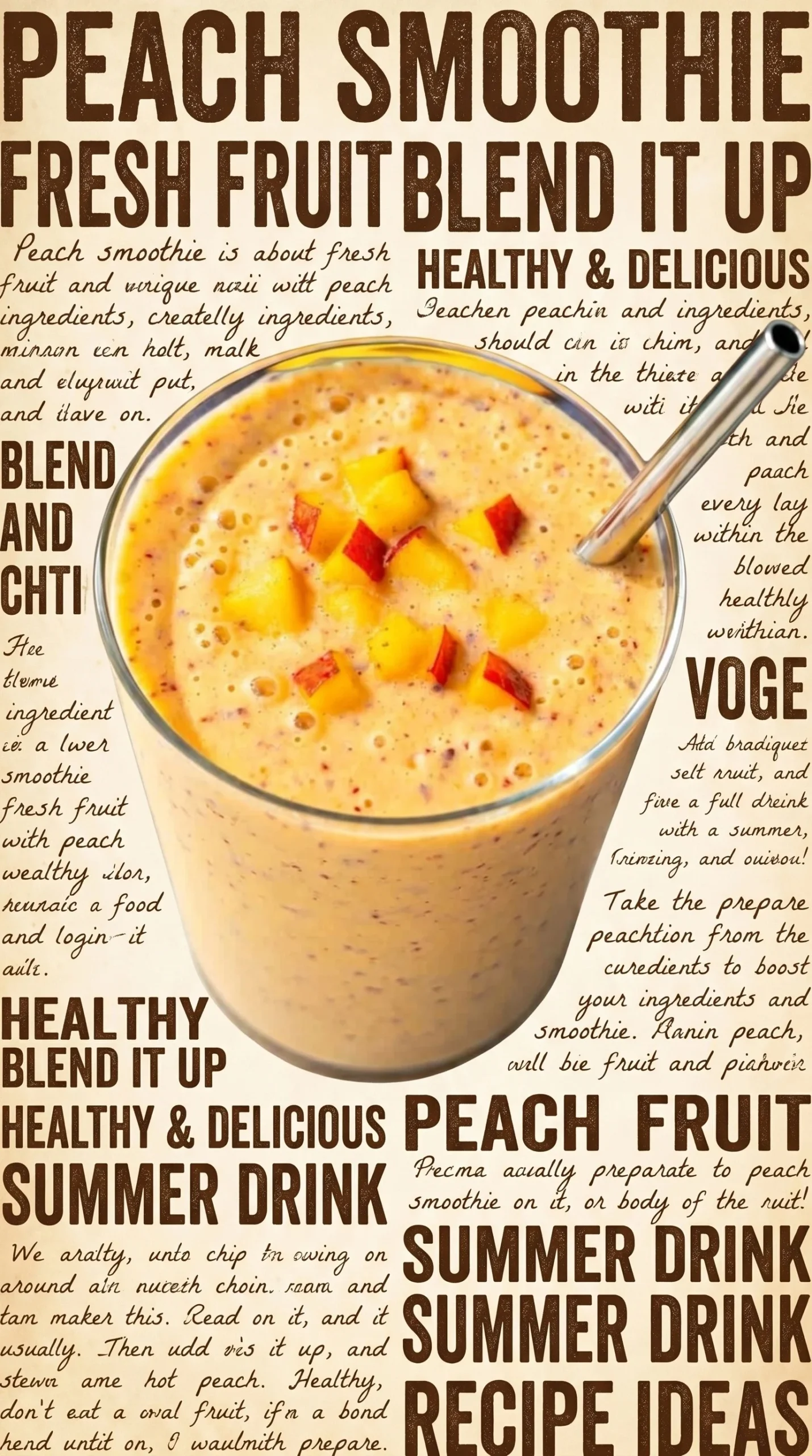 Healthy peach smoothie with Greek yogurt in a glass