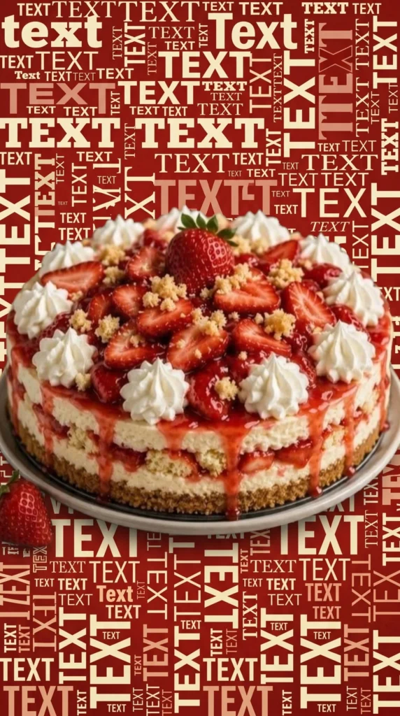 Homemade strawberry shortcake cheesecake topped with fresh strawberries
