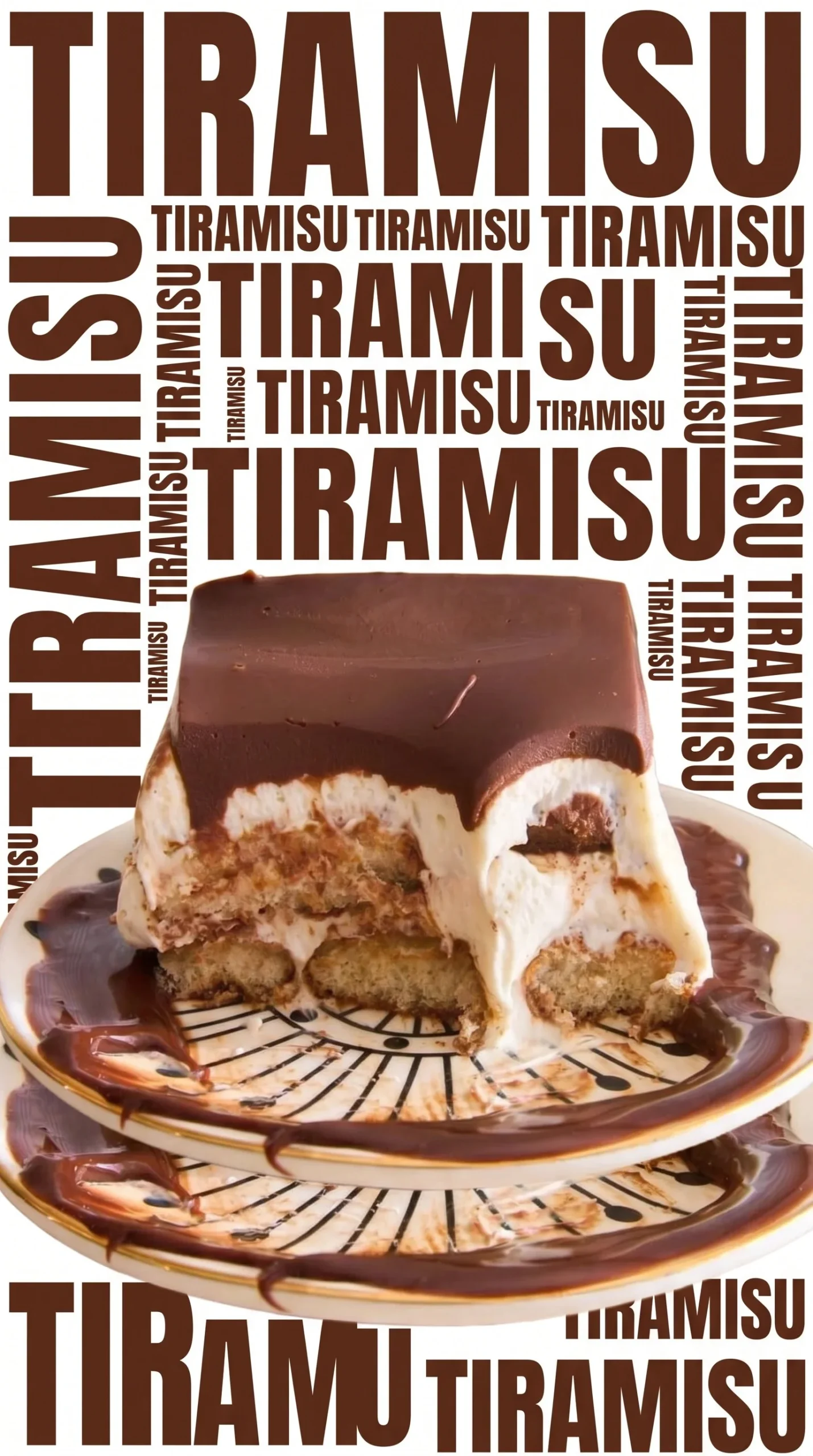 Delicious hot chocolate tiramisu dessert layered with cocoa and cream