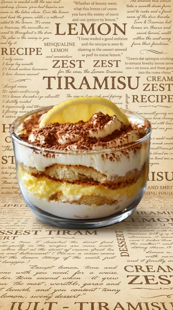 Delicious Lemon Tiramisu dessert with layers of lemon-flavored mascarpone and ladyfingers