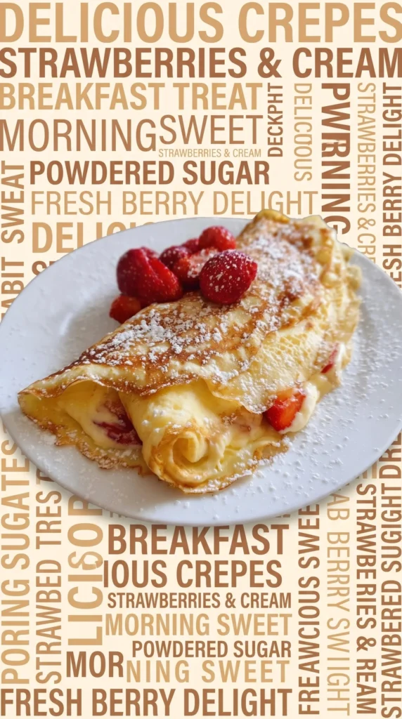 Delicious mascarpone stuffed crepes topped with a sweet drizzle