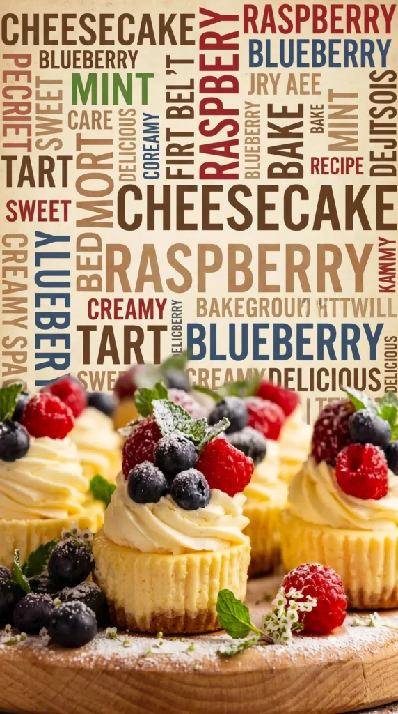 Delicious mini cheesecakes displayed on a dessert table