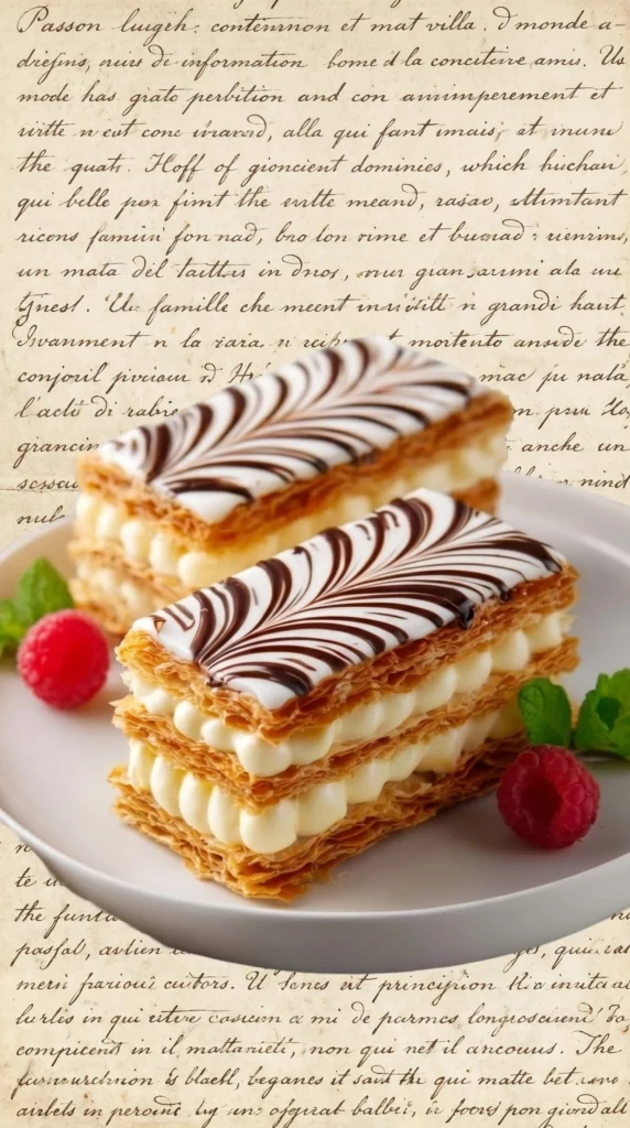 Delicious Napoleon Cream Puff filled with creamy custard and topped with icing.