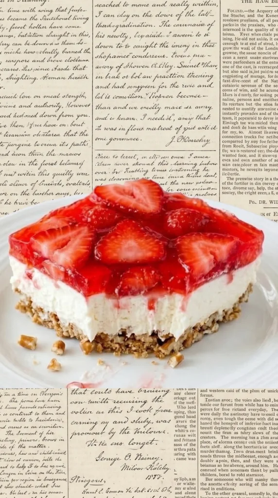 Delicious no-bake strawberry cheesecake bars topped with fresh strawberries.