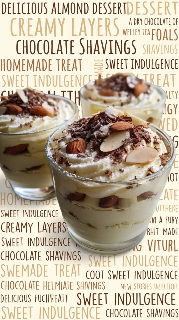 Old-fashioned mascarpone almond dessert served in a decorative dish