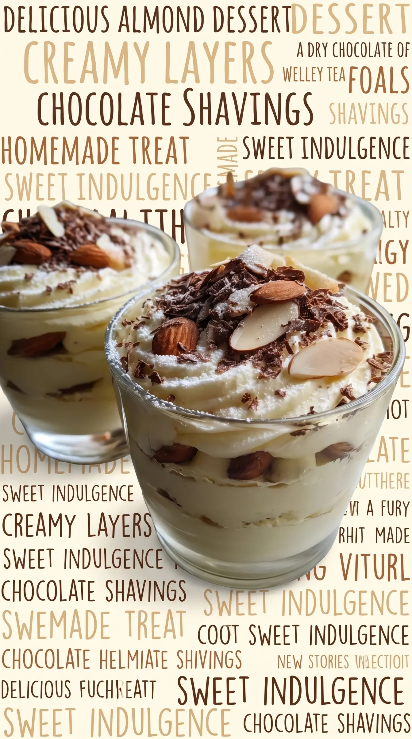 Old-fashioned mascarpone almond dessert served in a decorative dish