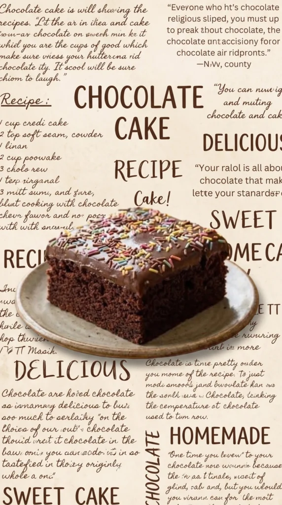 Old school chocolate traybake cake freshly baked and decorated