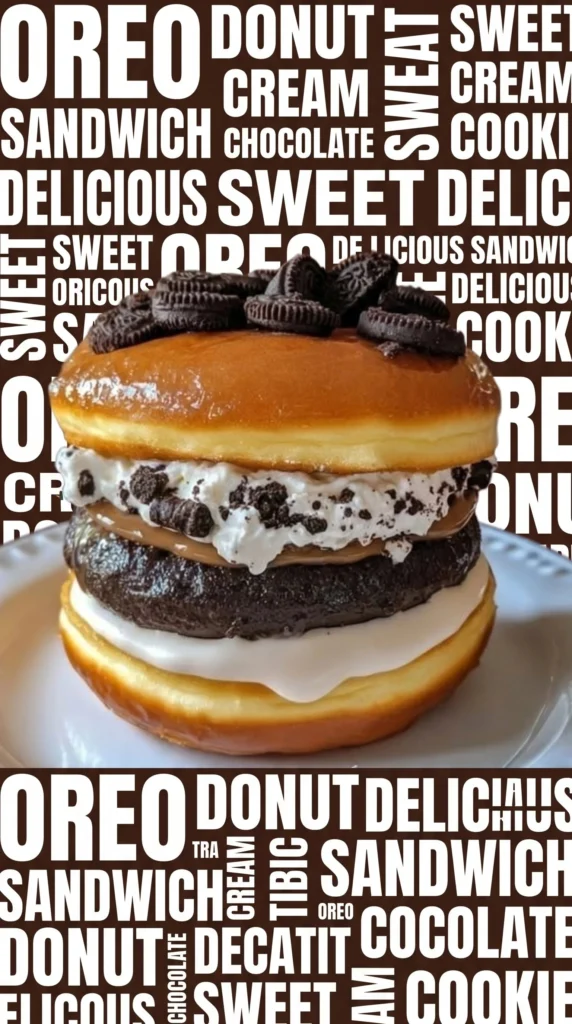Oreo Cheesecake Donut Sandwich with creamy filling and cookie topping