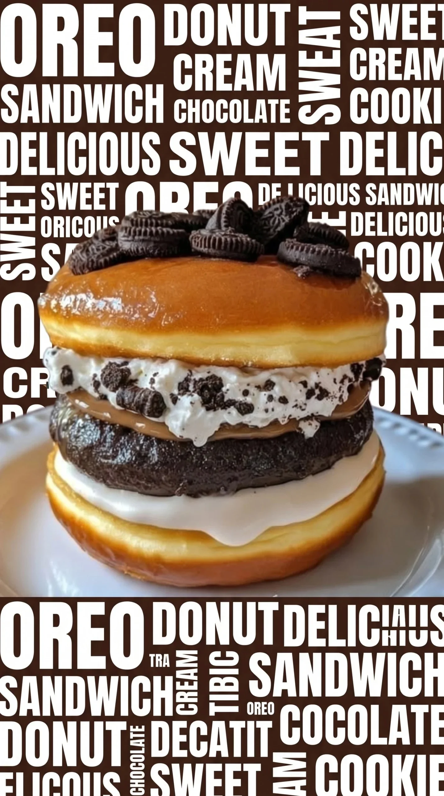 Oreo Cheesecake Donut Sandwich with creamy filling and cookie topping