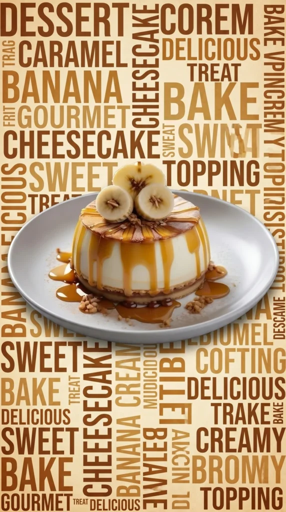 Panna Cotta dessert with caramel sauce and sliced bananas on top