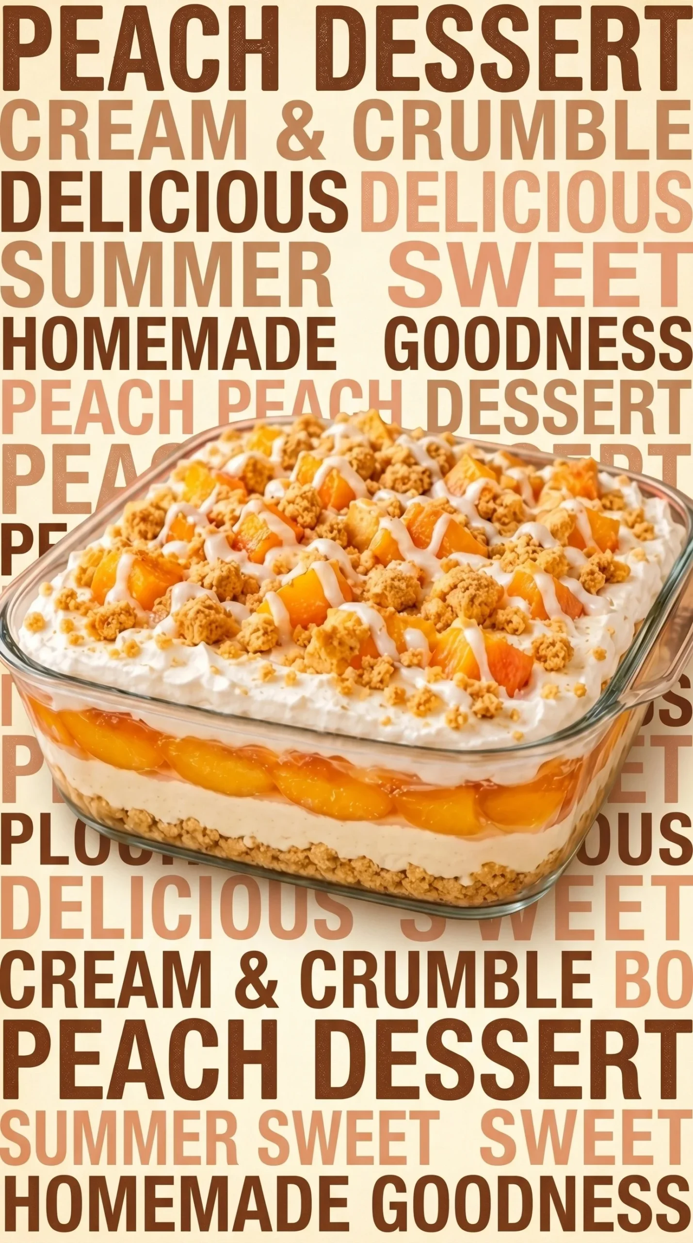 Delicious slice of Peach Cobbler Cheesecake Lush on a plate with fresh peaches.
