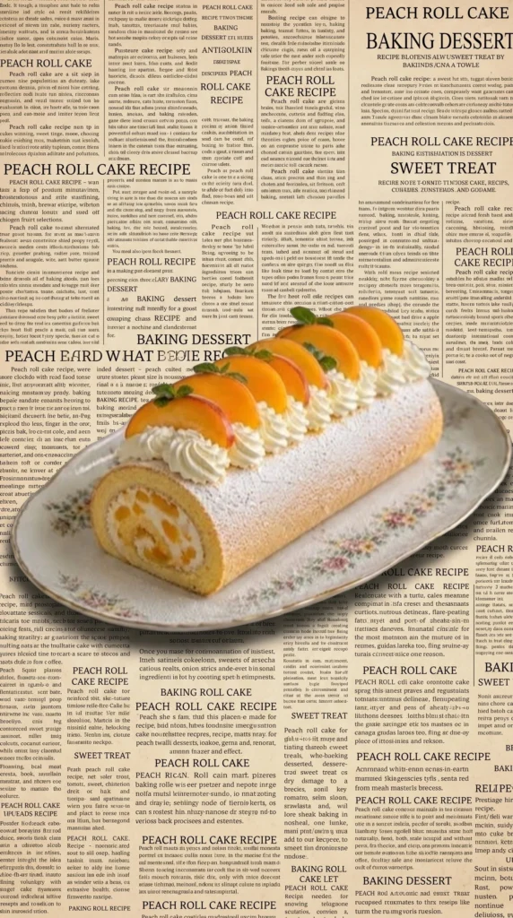 Delicious Peach Cream Roll dessert with soft cake and peach filling