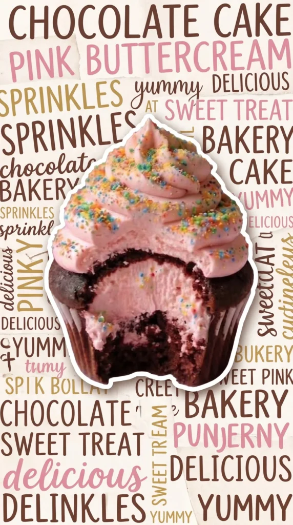 Pink tiramisu cupcakes with creamy frosting and cocoa dusting