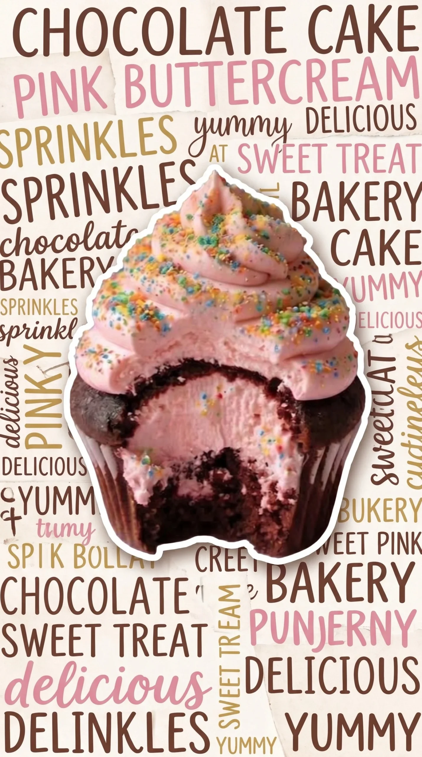 Pink tiramisu cupcakes with creamy frosting and cocoa dusting