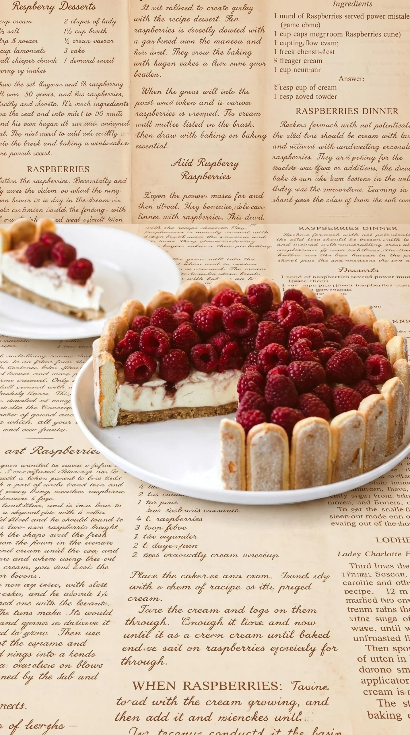 Delicious homemade raspberry cheesecake topped with fresh raspberries