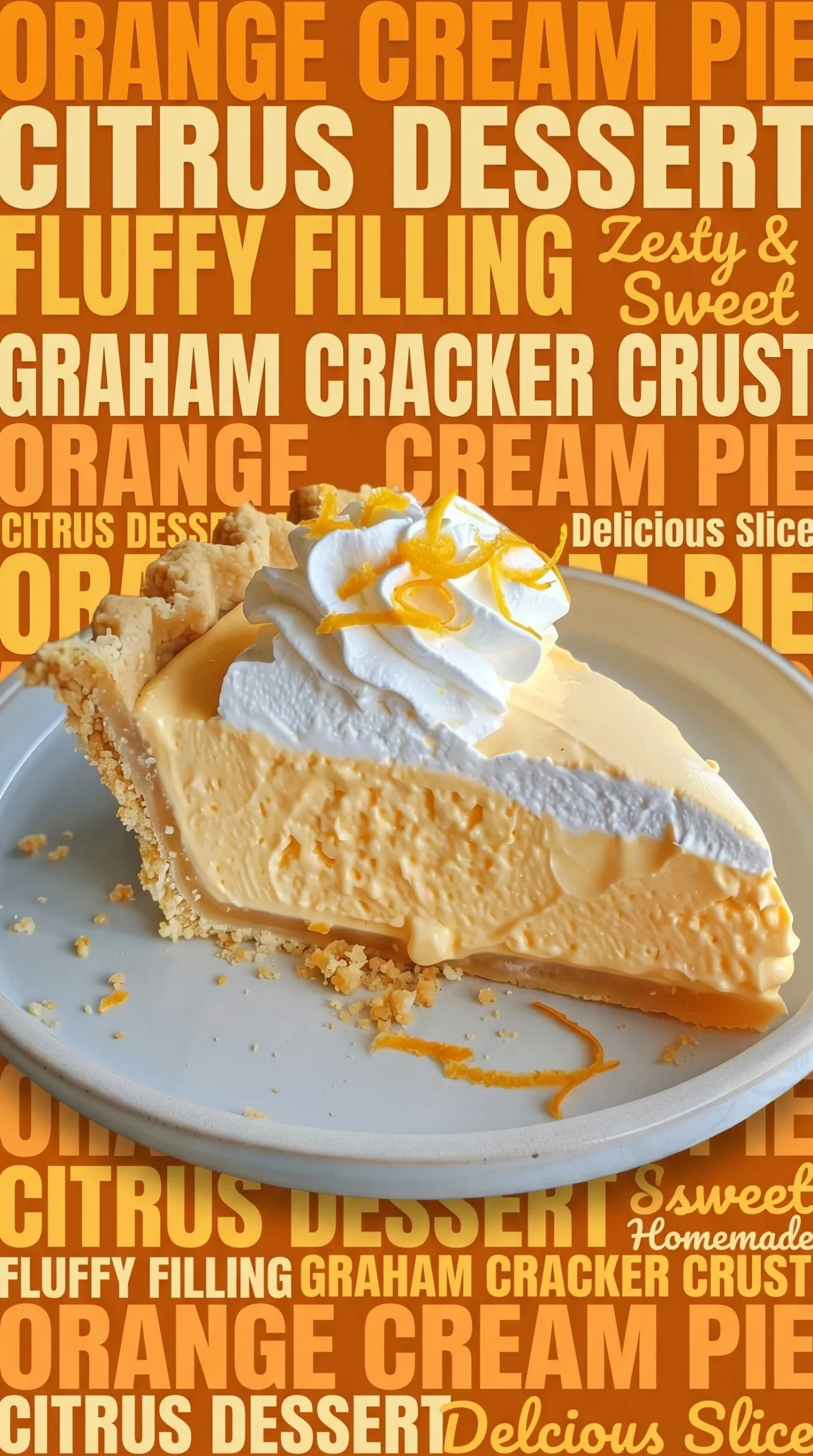 Refreshing orange creamsicle freezer pie with vibrant orange and cream filling