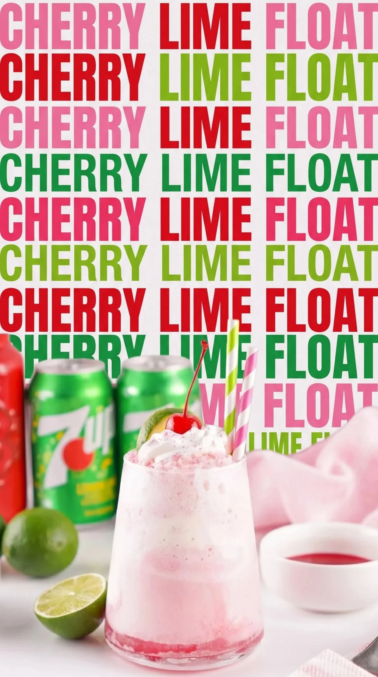 Refreshing Shirley Temple Float topped with whipped cream and cherries.