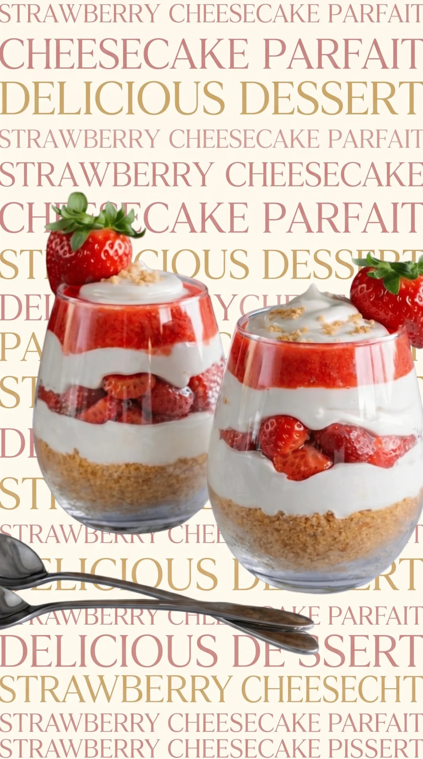 Delicious Strawberry Tiramisu served in glasses with speculoos cookies.
