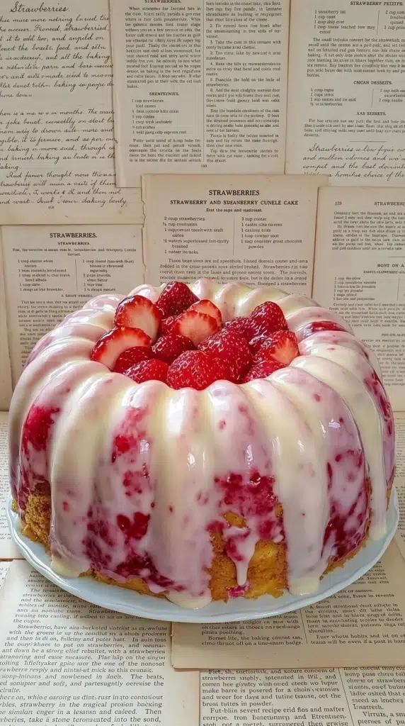 Slice of Strawberry Cream Cheese Pound Cake on a plate
