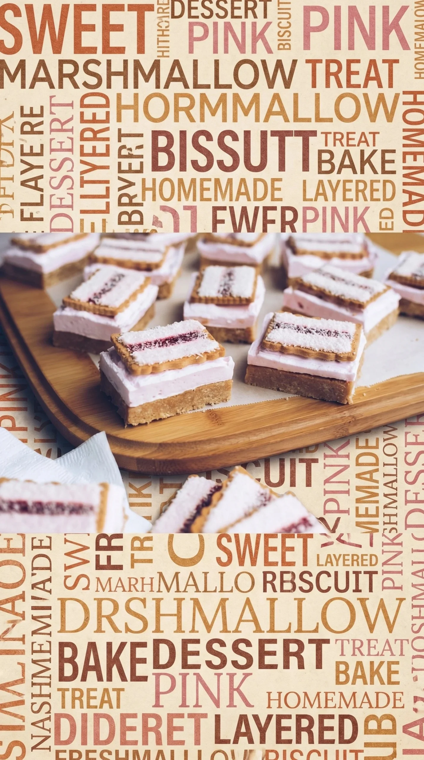Delicious homemade strawberry marshmallow slice dessert