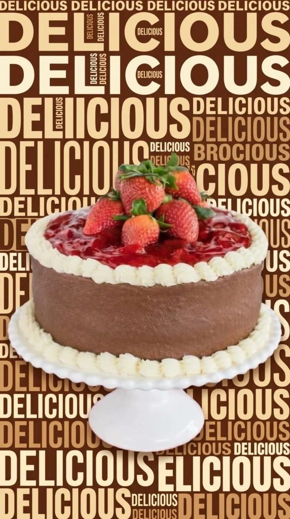 Delicious Strawberry Mousse Cake with fresh strawberries and cream topping