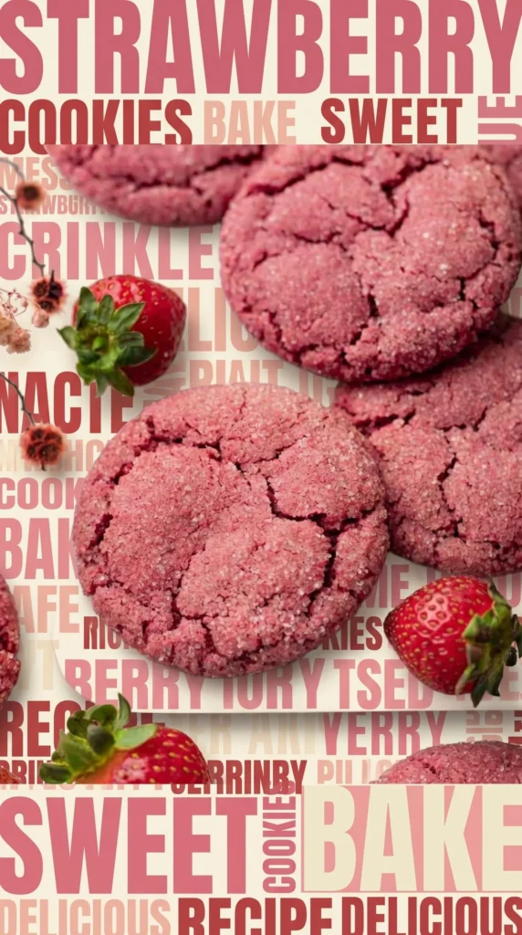 Vegan strawberry sugar cookies with fresh strawberries on a plate